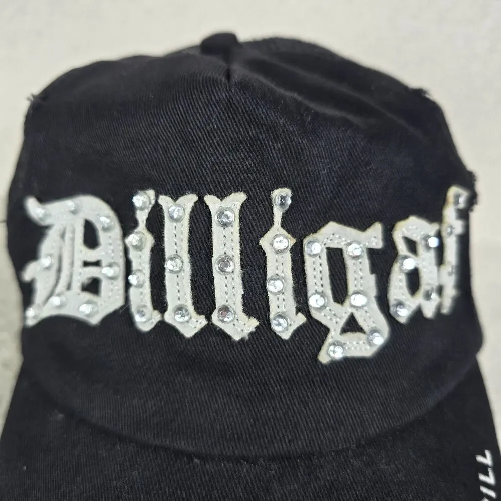 DILLIGAF by Bohica Bill Truckers Black Baseball Cap Embroidered Rhinestone Logo